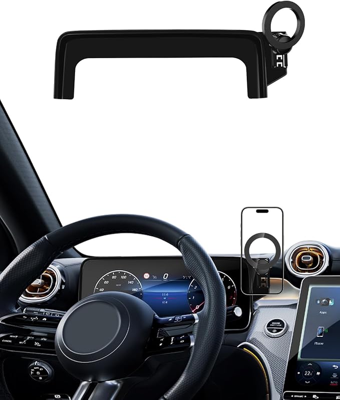 PZK Car Phone Holder for 2023 2024 2025 2026 Mercedes Benz GLC / 2022-2025 2026 C-Class Accessories 12.3-Inch Fixed Clip, Car Phone Mount Compatible with Magsafe, Automobile Cradles 360° Rotation
