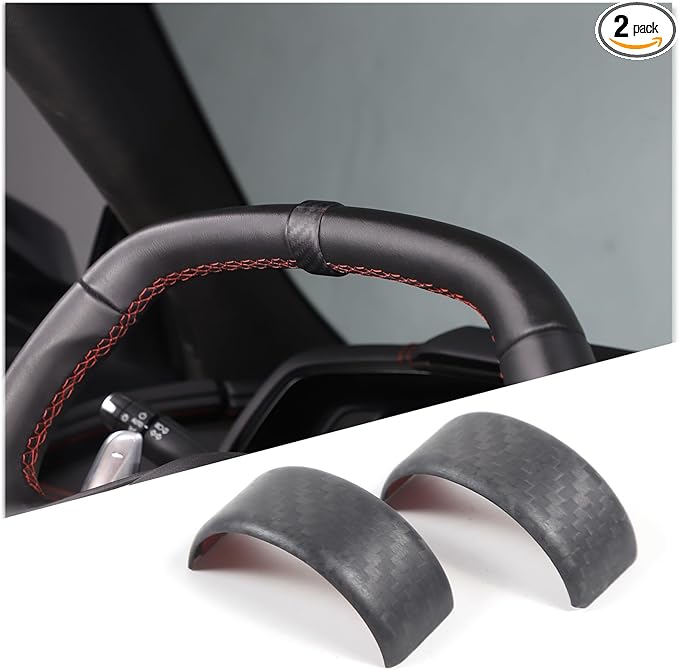 Daeiclru Real Carbon Fiber Steering Wheel Circle Cover Sticker Compatible with Chevrolet Corvette C8 Stingray 2020-2025, Steering Wheel Top Center Guide Decorative Accessories (Matt Black)