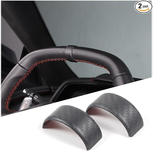 Daeiclru Real Carbon Fiber Steering Wheel Circle Cover Sticker Compatible with Chevrolet Corvette C8 Stingray 2020-2025, Steering Wheel Top Center Guide Decorative Accessories (Matt Black)