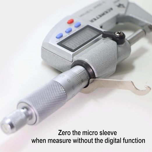 Digital Micrometer Precision Professional 0-1" (0-25mm) Range, 0.00005" (0.001mm) Resolution,Large Screen Digital Micrometer, Meets IP65 Specifications with Standard Ratchet Stop