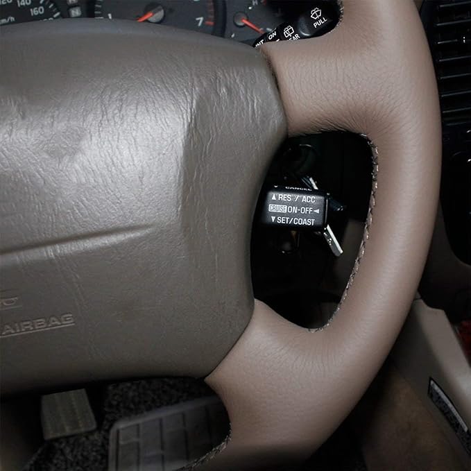 Loncky Custom Fit Dark Brown Genuine Leather Steering Wheel Cover for Toyota Land Cruiser 1995 1996 1997 1998 1999 2000 2001 2002 Accessories Car Interior Hand Stitched OEM Parts