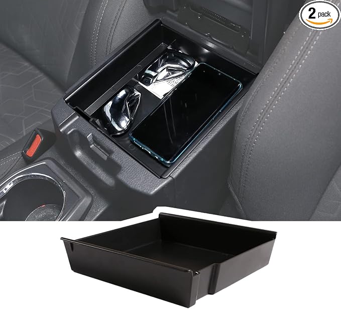 CHEAYAR Compatible with Toyota Tacoma Accessories 2016-2021 Toyota Tacoma Center Console Accessory Organizer Tray Storage Insert ABS Materials Armrest Box Storage Box Secondary（Without Non-Slip mat）
