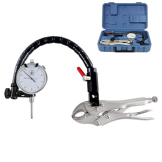 HDLNKAK Premium Disc and Rotor/Ball Joint Gage, 1'' by 0.001'' Indicator and 360 Deg Flexible Stem Holder,Automobile Brake disc Flatness Measurement Tool