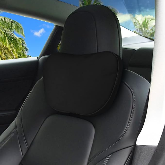 1 Pack Car Headrest Neck Pillow for Tesla Model 3 Model Y Model S Model X Accessories,Car Seat Pillow Head Neck Rest Cushion(Black)