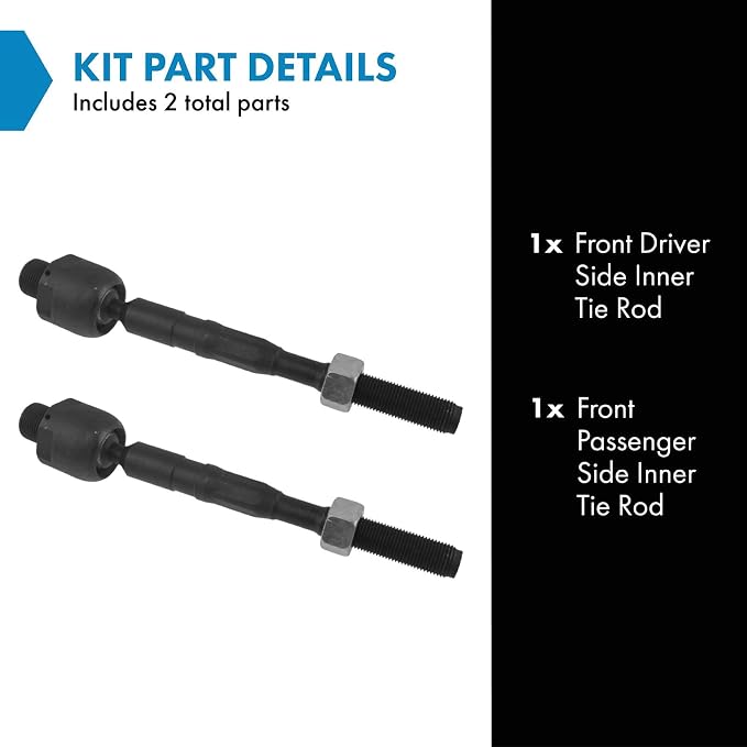TRQ Front Inner Tie Rod Set 2 Piece Compatible with 2007-2014 Ford Edge 07-15 Lincoln MKX