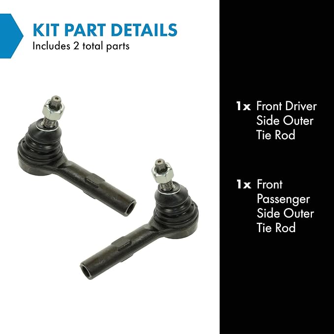 TRQ Outer Driver and Passenger Side Tie Rod Set 2 Piece Compatible with 2006-2010 Ford Explorer 2007-2010 Ford Explorer Sport Trac 2006-2010 Mercury Mountaineer