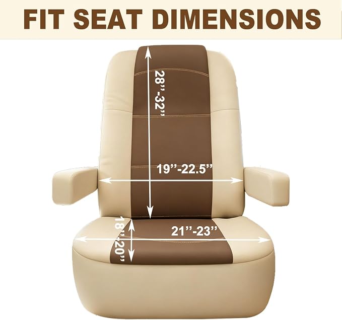 RV Seat Covers (2 Pack) - Nappa Leather RV Captain Chair Seat Covers for Class A RV,Custom Fit Front Driver & Passenger Waterproof Pet-Friendly Motorhome Seat Covers with 4 Armrest Covers