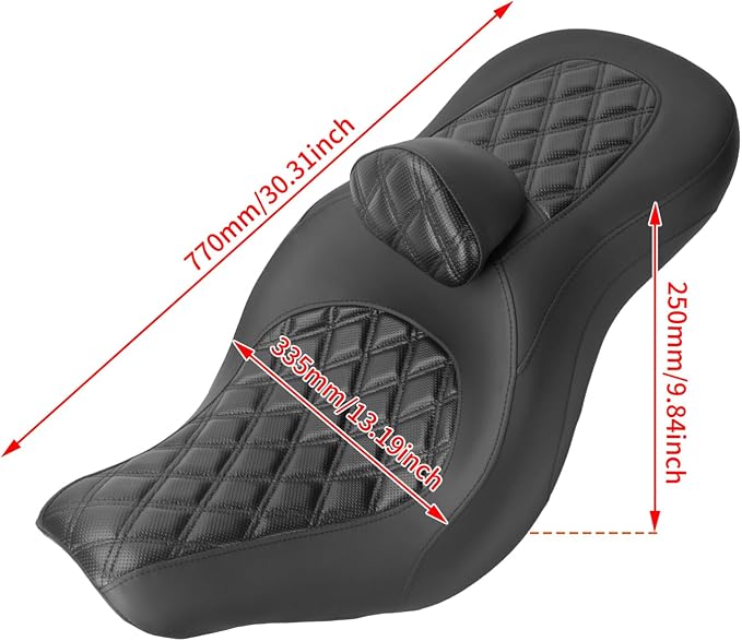 Motorcycle One-piece Seat Driver& Passenger Seat Fit for Harley Softail Low Rider FXLR FXLRS FXLRST 2018-later (#2 Seat w/Pad-Rhombus)
