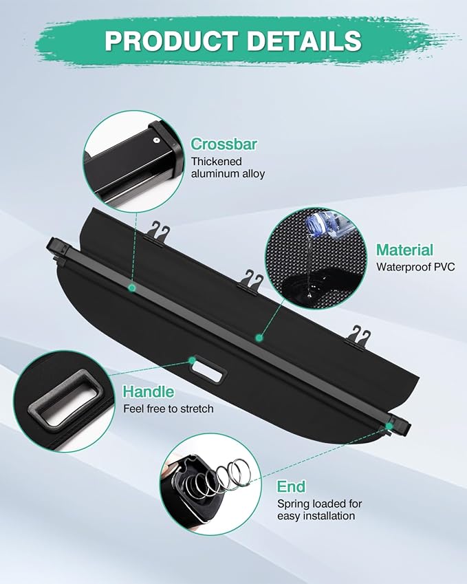 Powerty Cargo Cover for 2025 2026 Subaru Forester Accessories Trunk Cover Retractable Trunk Shielding Shade Cargo Luggage Cover No Gap (Hybrid)