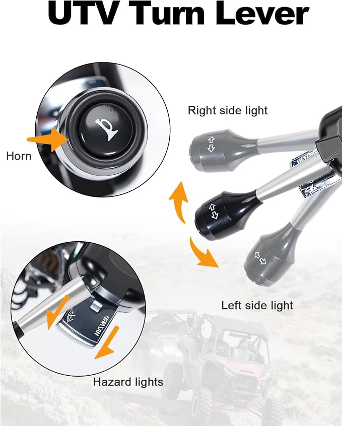 UTV Turn Signal Kit with 110dB Horn, Plug and Play, Pre-Wired UTV ATV Blinker Kit with Lever Column Switch, Street Legal Turn Signals Kit Compatible with Polaris, Can-Am, Teryx, CFMOTO