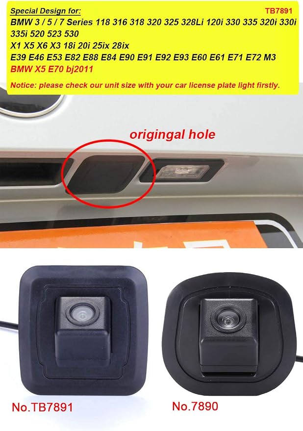 Waterproof Car Rear View Backup License Plate Light Camera 170 Degree Viewing Angle Night Vision for BMW 3/5/7 Series 118 316 318 320 325 328Li 120i 330 335 320i 330i 335i 520 523 530
