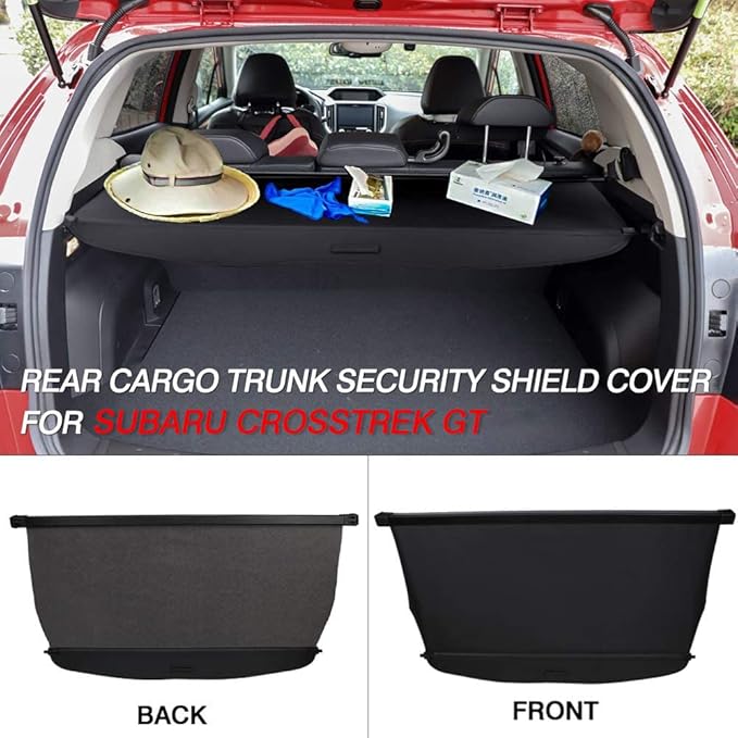 Powerty Retractable Cargo Cover for 2018-2023 Subaru Crosstrek/Impreza - Canvas Texture Trunk Cover Privacy Screen Rear Security Shade for Crosstrek Accessories (Not for Plug-in and Hybrid Models)