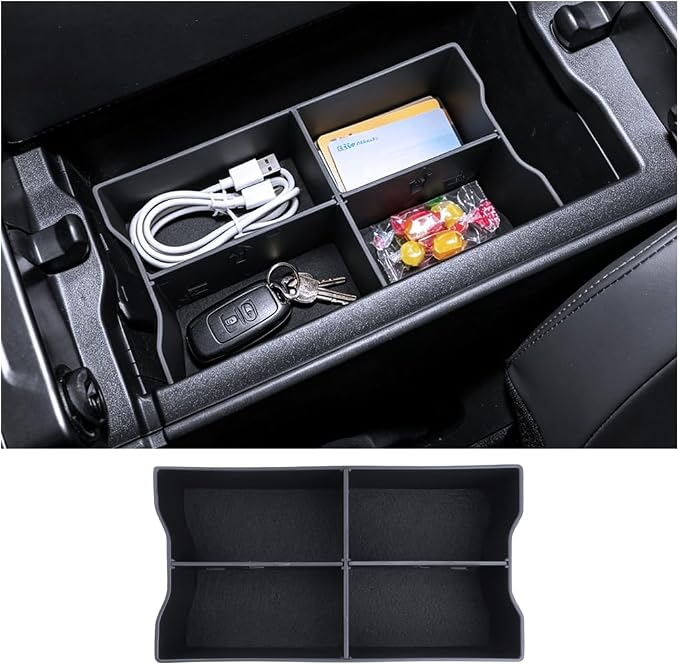 For 2026 Toyota RAV4 2PCS Center Console Organizer Tray ABS Armrest Lower Insert Storage Box, 6th Gen Hybrid&Plug-in Hybrid Interior Accessories - Not for Limited