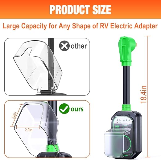 GEARGO 50 Amp RV Surge Protector, 𝟐𝟎𝟐𝟔 𝐍𝐄𝐖 Auto Shutoff IP68 50 Amp RV Surge Protector, High-Energy Protection & Temperature Control, Full Circuit Analyzer for Travel Trailers