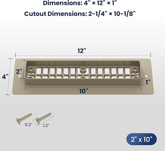 Safoner Aluminum RV Floor Vent Cover 2"x10" Register with Removable Cover, Durable Camper Essential, Pet-Friendly RV Vent Accessories for Inside, 1 Pack-Brown