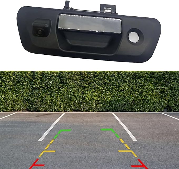 Riloer Tailgate Handle Rear View Backup Camera with Dynamic Guidelines Silver, Compatible with Nissan 2015-2018 Navara D23 NP300, CCD (Charge-Coupled Device) Tailgate Door Handle Camera