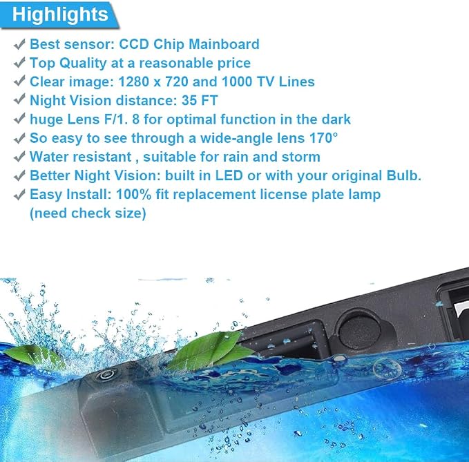 Vehicle HD Car Rear View Camera Trunk Handle with Night Vision Backup Parking Camera Replacement for Audi A3 A4/S5 A4 Limo A6/S6 Q7 RS3 S3 RS4 S4 RS6 S6 A6 A6L (No.LS8001B)