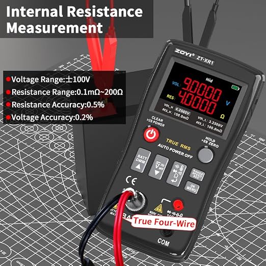 ZOYI Battery Internal Resistance Tester 2 in 1 multimeter Battery Voltage Meter Car Battery Tester for AAA AA Model 0.1mΩ-200Ω
