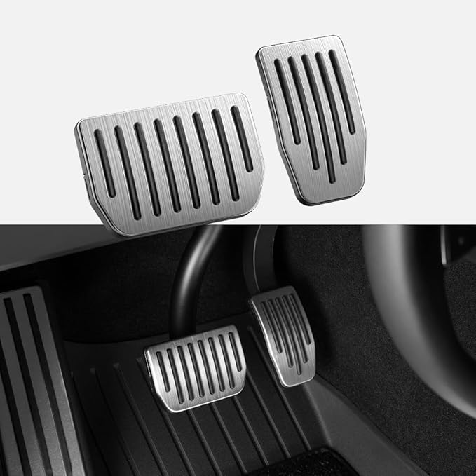 YONZEE Pedal Covers for Tesla Model Y Juniper 2025-2026 and Model 3 Highland 2024-2026, Fits Model Y/3 2016-2026, 304 Stainless Steel Brake and Accelerator Pedals, Non-Slip Accessories