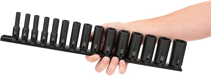 TEKTON 3/8 Inch Drive Impact Socket Set, 15-Piece | SID91105