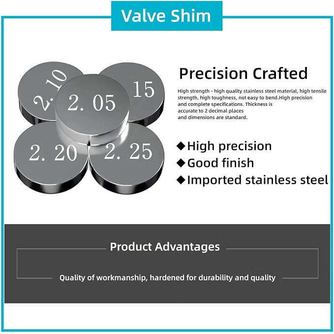 10.0mm O.D. 1.85mm-3.2mm Valve Shim Kit for Harley V-Rod 2002-2016/Street Rod 2006-2007/Night Rod Special 1190 adventure RC8 1290 SUPER 400 450 500 530 XC-W 690 enduro 990 adventure super (84Pcs)