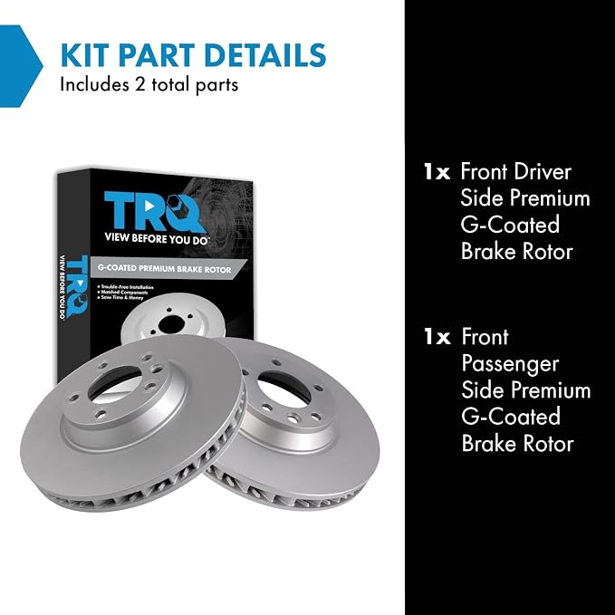 TRQ Front Brake Rotor Set G Coated Vented Compatible with 2007-2015 Audi Q7 2003-2013 Porsche Cayenne 2004-2010 Volkswagen Touareg