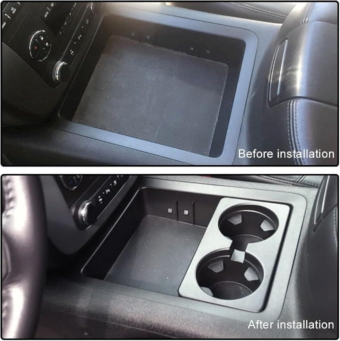 ANDPLAY Insert Floor Mounted Console Dual Cup Holder Compatible with Silverado/Sierra 1500 2007-2013 Black