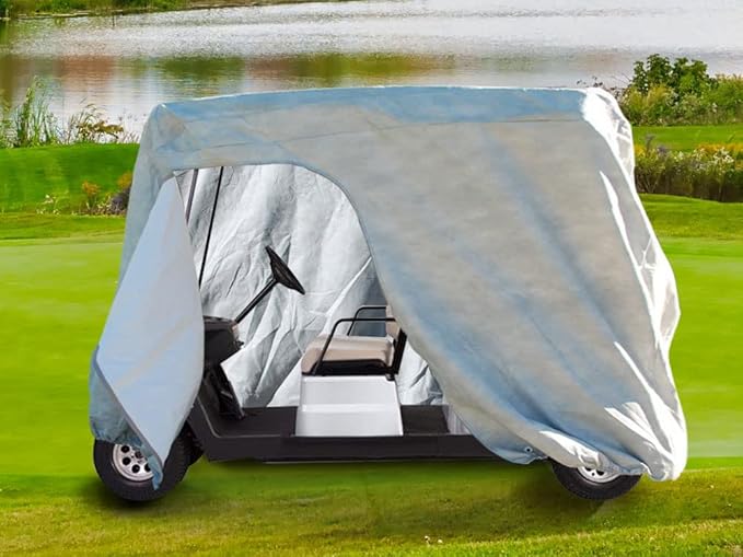 CarsCover HD Waterproof Golf Cart Cover 4 Passenger 5 Layer Storage Covers for Yamaha, Club Car, EZ Go (Fit up to 115 inch Long)