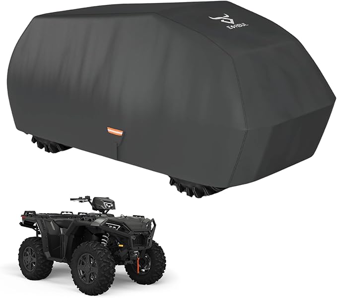 EVRBUL Heavy Duty 420D ATV Cover Windproof Quad Cover 96.5″L×50″W×46″H Compatible with Can-Am Polaris Suzuki Honda All Weather Waterproof and Dustproof 4 Wheeler Cover