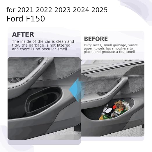 LUWU Car Trash Can for Frod F150 F-150 2021-2024 2025, Waterproof Silicone Auto Garbage Bin, Portable Door Mount Trash Bin, Interior Accessories for F 150 2025