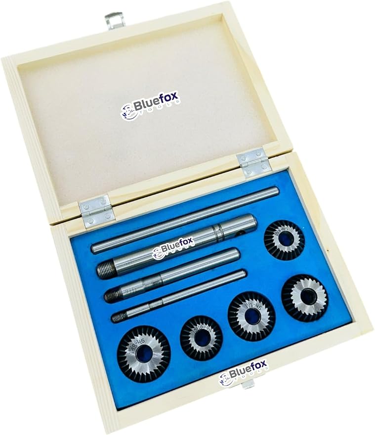 5-Piece Valve Seat & Face Cutter Set for Vintage Cars and Motorcycles – Carbon Steel Valve Cutting Kit with Wooden Box