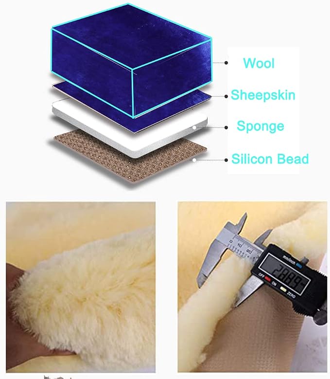 OGLAND Fluffy Fur Sheepskin Car Seat Covers for Universal Soft Cozy Fuzzy Auto Wool Seat Cushions Accessories, for 1 Front Seat (3 Pack Front, Blue)