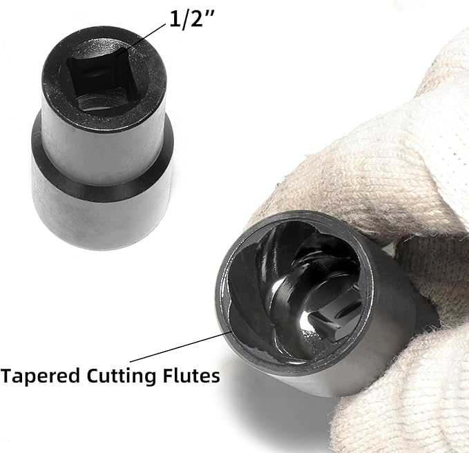 Lug Nut Remover Socket Set, Wheel Locking Stripped Nut Extractor Old Rusted Damaged Emergency Bolt Remove Twist Socket 17mm 19mm 21mm 22mm 27mm
