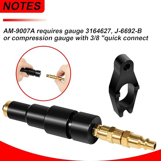 9007A 9007 Compression Test Adapter Fit for 24V Cummins 1998-1/2 to Current 5.9 6.7 Liter Diesel (Used with J-6692-B Compression Test Gauge)