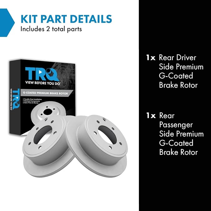 TRQ Rear Brake Rotors Set Premium G-Coated 2 Piece Smooth Driver & Passenger Side Compatible with 2011-2014 Chrysler 200 2008-2017 Mitsubishi Lancer