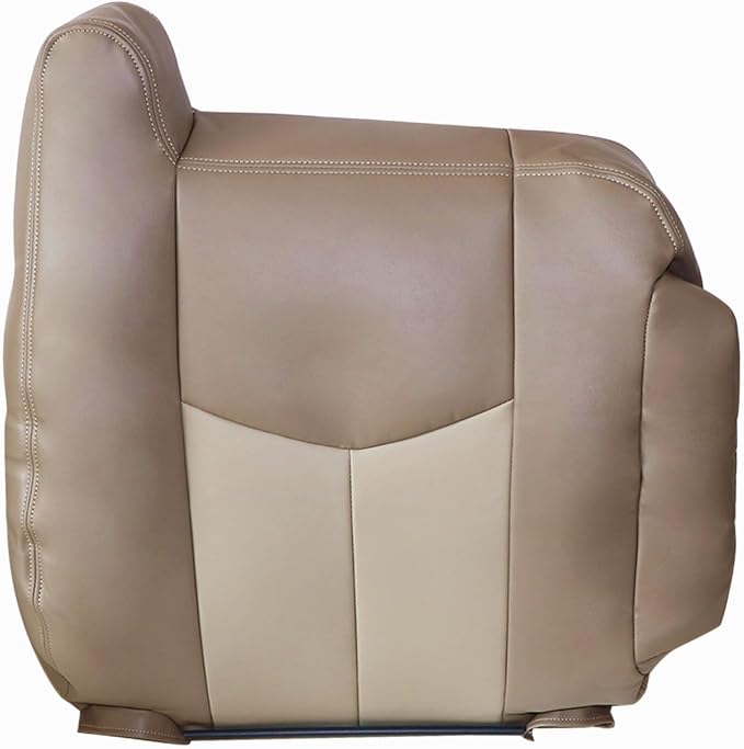 NLQR Medium Neutral Tan & Shale Tan Driver & Passenger Side Bottom & Top Lean Back & Armrest Covers Replacement Leather Seat Covers Compatible with GMC Yukon XL 1500 Sierra 1500 Denali 2003 2004 2005