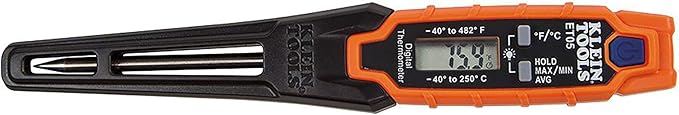 Klein Tools IR1 Infrared Thermometer, Digital Laser Gun is Non-Contact Thermometer with a Temperature Range -4 to 752-Degree Fahrenheit & ET05 Digital Pocket Thermometer