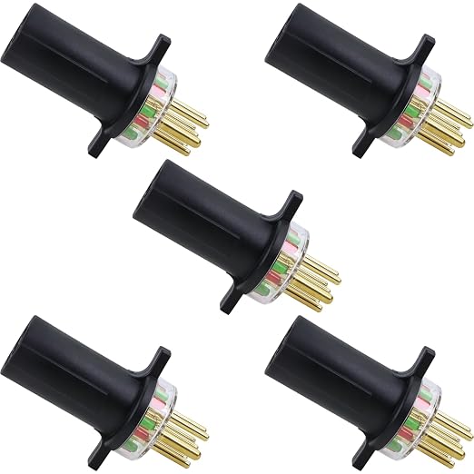 7865L 5 Pack 7-Way Round Pin Tractor Plug Tester Trailer Circuit，7 pin Trailer Plug Tester，Single Person Test Circuit Tester.