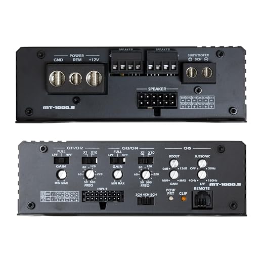 Stinger Audio MT-1000.5 Compact Digital Class D 1200W RMS 5-Channel Car Audio Amplifier with Bass Knob Remote Control, Bass Boost, HEXFET MOSFET, High/Low Pass Crossover, Subsonic Filter