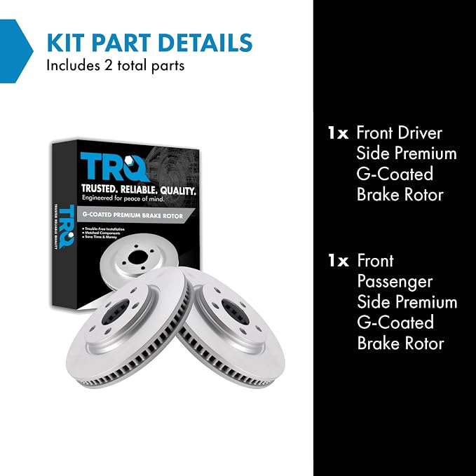 TRQ Front Brake Rotor Set G Coated Vented Compatible with 2005-2009 Buick LaCrosse 2005 Terraza 2005 Chevrolet Uplander 2004-2008 Pontiac Grand Prix 2005 Montana 2005 Saturn Relay