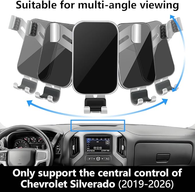 Car Phone Holder Center Console Organizer Tray for 2019-2026 Chevy Chevrolet Silverado/GMC Sierra [8-inch Screen] Auto Interior Accessories Cell Phones Mount Mobile Cellphone Stand Dashboard Storage