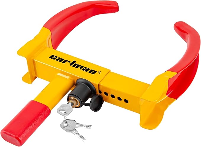 CARTMAN 1PK Heavy Duty Trailer Lock Wheel Clamp, Universal Security Tire Lock, Adjustable Anti Theft Lock for Trailers SUV Boats ATVs Motorcycles Golf Cart