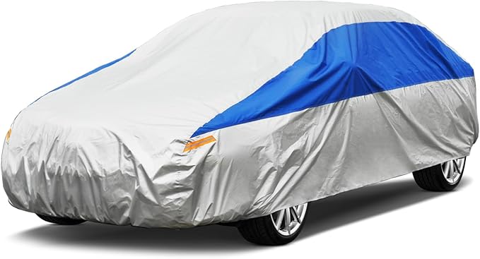 GUNHYI Car Cover Waterproof All Weather for Automobiles, Outdoor Full Car Cover Snowproof Windproof UV Protection, Universal Fit for Sedan. (Fit Sedan Length 194-208 inch, Silver)