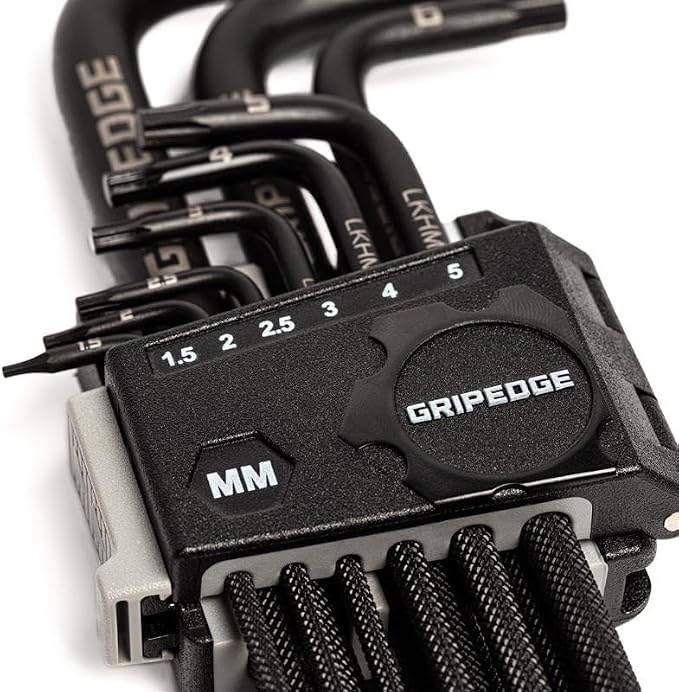 Grip Edge | 9-PC Metric RPT Hex Key Set| Includes sizes - 1.5-10mm | Includes Premium Plastic Hex Key Holder |