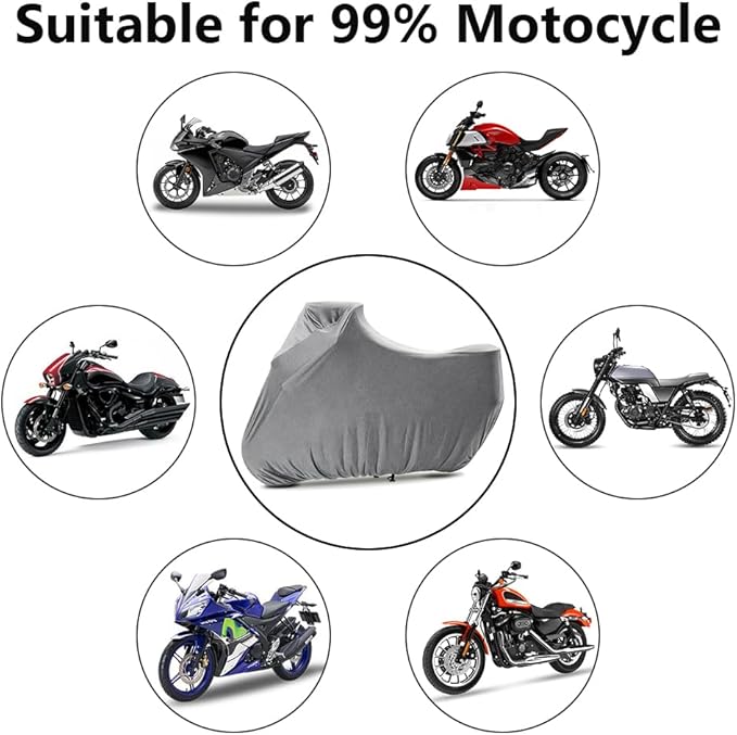Indoor Motorcycle Cover Soft Stretch Dustproof Cover Compatible with All Motor, 116 inches, Light Flower Gray
