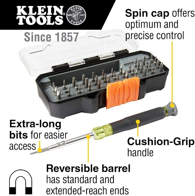 Klein Tools Precision Driver Kit with Multi-Bit Screwdriver and Diagonal Cutting Pliers (5-Inch)