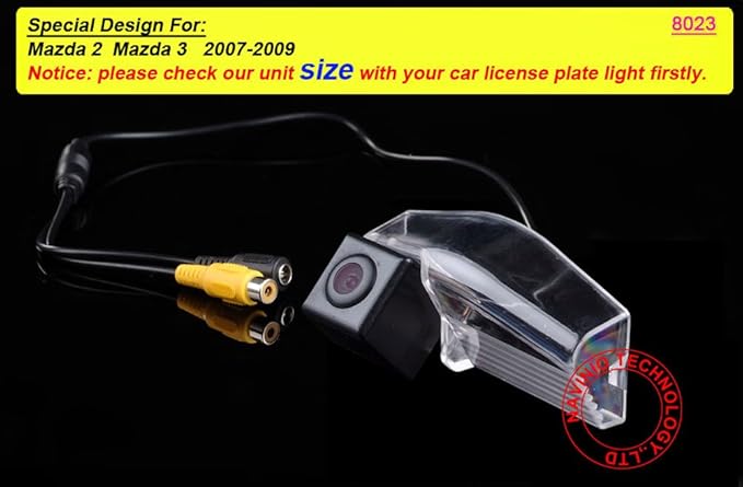 HD Waterproof Car Rear View Backup Camera Vehicle-Specific License Plate Light Reverse Camera, Parking Safety Assistant System Night Vision, Replacement for Mazda 2/Mazda 3