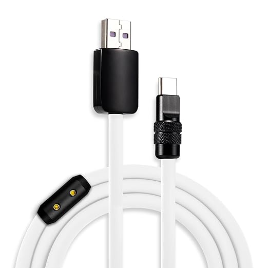 chubbycable Black Chubby Pro - Samurai Cable 120W USB-C Cable Silicone Fast Charging USB C Charger Cord Compatible with iPhone 17-15 Series iPad Galaxy Series, White, USB-A to Type-C, 6.6FT