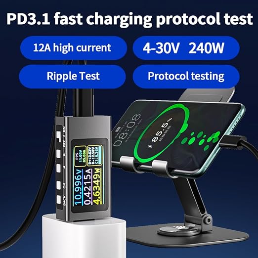 Diymore USB C Power Meter Tester,USB C Tester Digital Multimeter with LCD Display,Digital Voltmeter Type C Voltage and Current Tester Fast Charging PD3.1 Protocol Testing,240W/40V/12A Capacity 2PCS