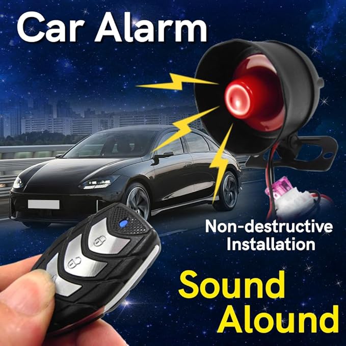 Riloer Universal Car Alarm Device - 12V Vibration Alarm System for DC12V Cars